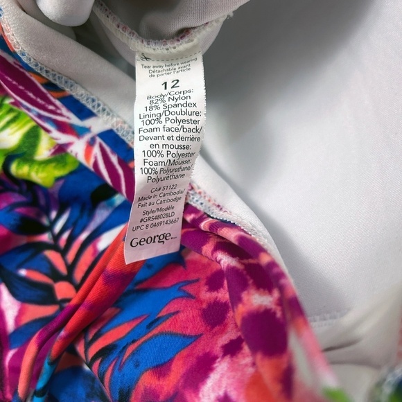 George One Piece Swimsuit Embedded Padded Bra Ruching Cross Over Cups Tiki - Picture 13 of 15